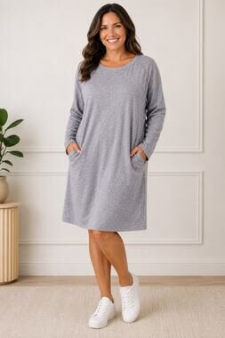 J.Jill Fit Women’s XL Mauve Space Dye Fleece Lined Stretch Tunic Dress